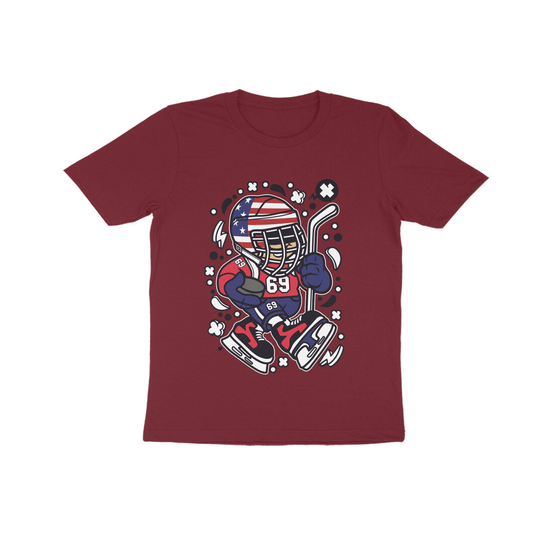 Kids' Half Sleeve Round Neck Tshirt β Hockey puraidoprints