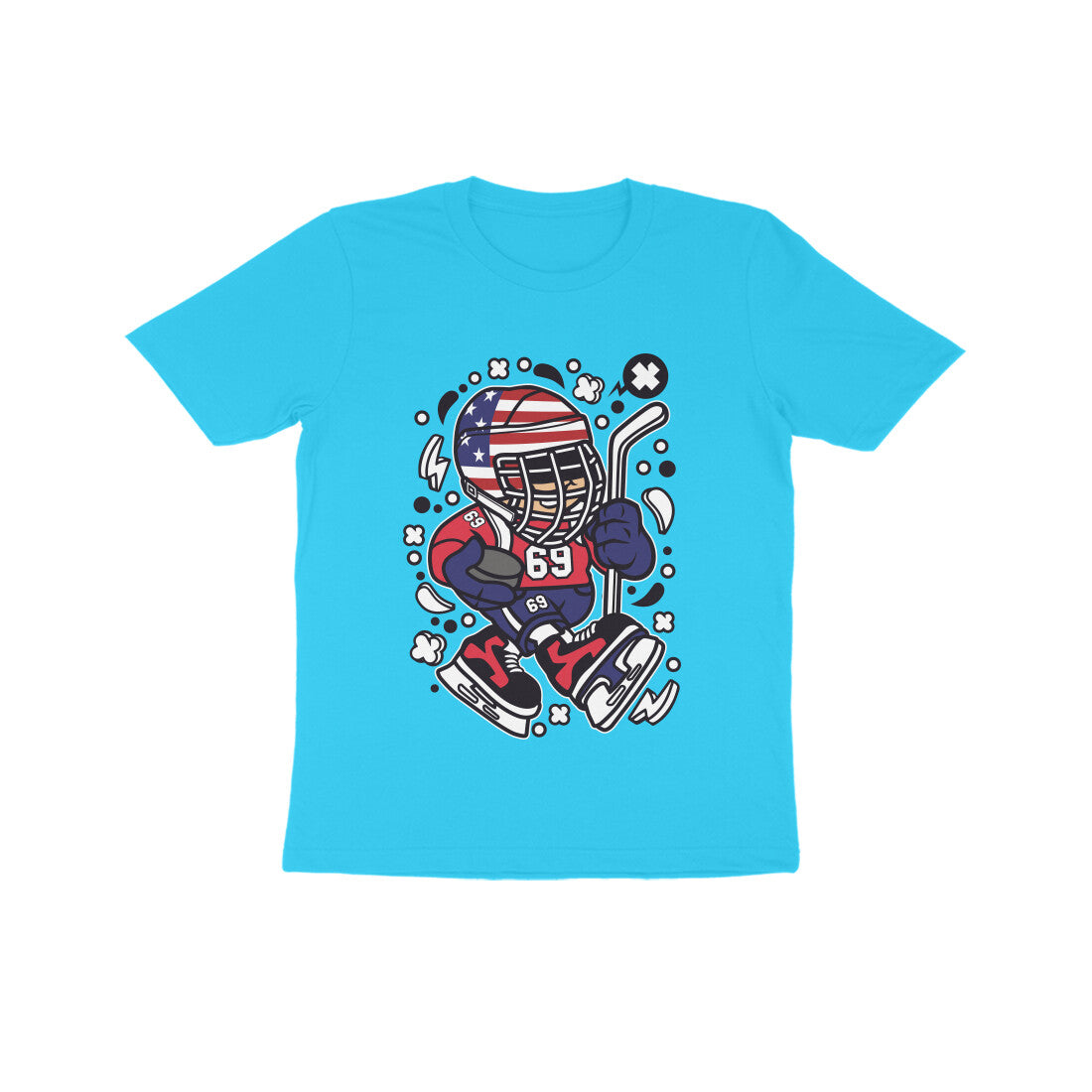 Kids' Half Sleeve Round Neck Tshirt β Hockey puraidoprints