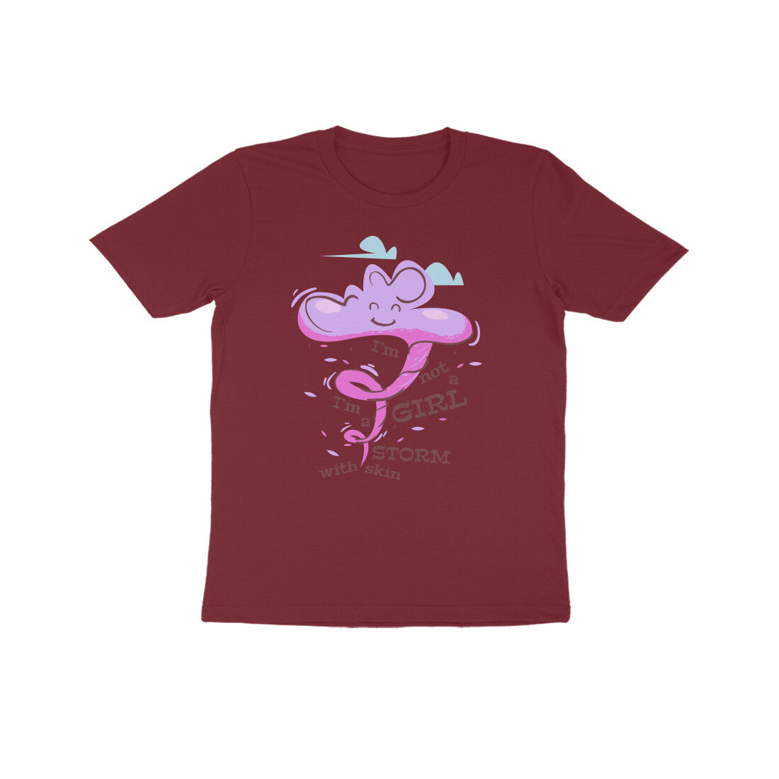 Kids' Half Sleeve Round Neck Tshirt – I’m not a girl I’m a storm 1 puraidoprints