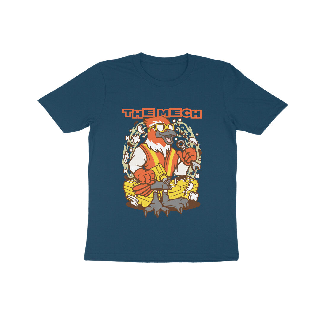 Kids' Half Sleeve Round Neck Tshirt β Orange Bird Mech puraidoprints