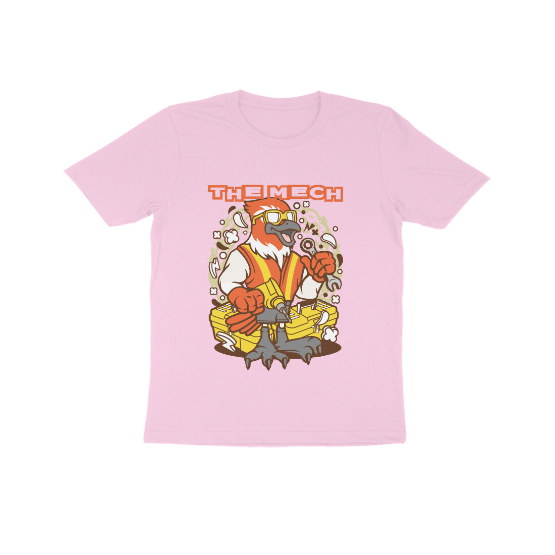 Kids' Half Sleeve Round Neck Tshirt β Orange Bird Mech puraidoprints