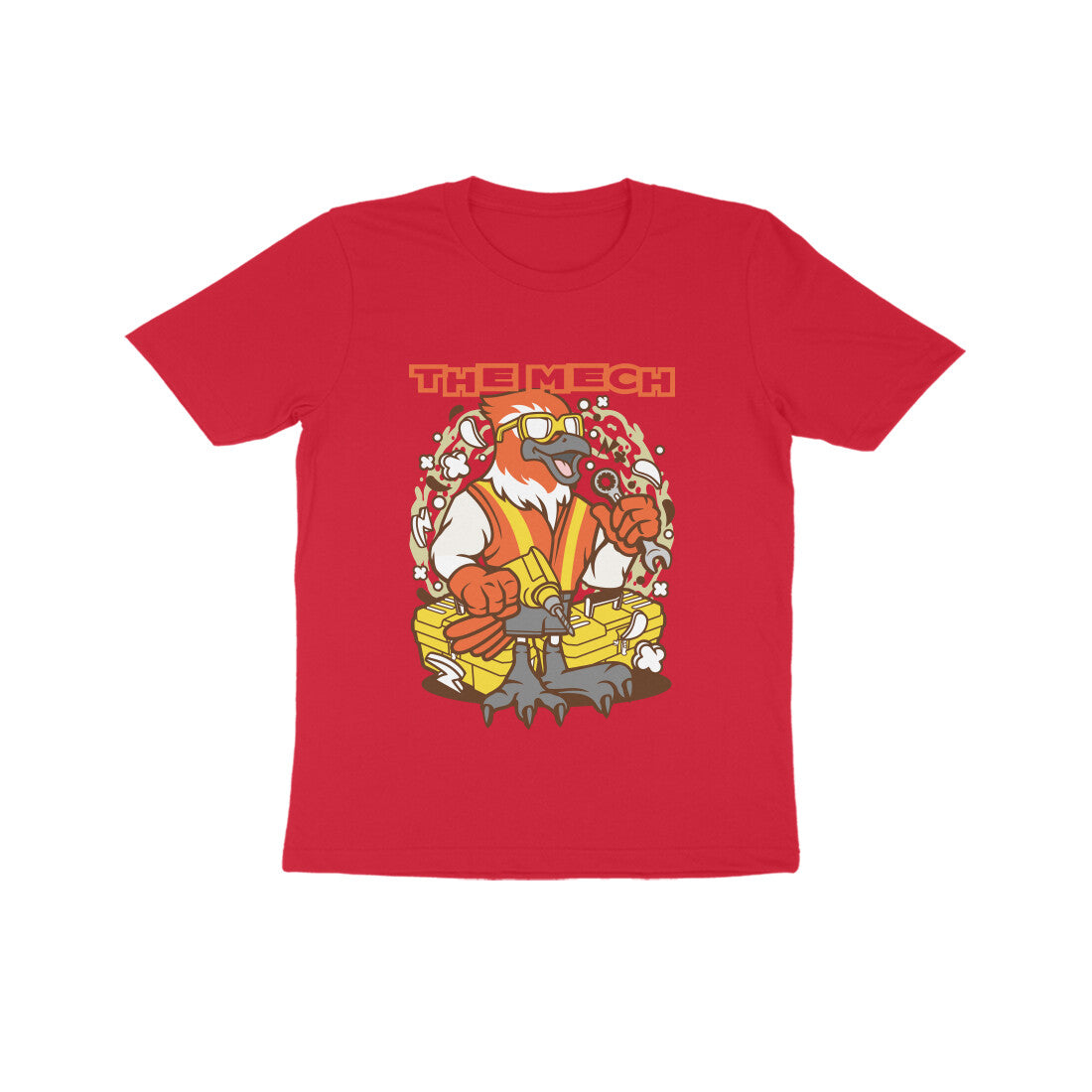 Kids' Half Sleeve Round Neck Tshirt β Orange Bird Mech puraidoprints