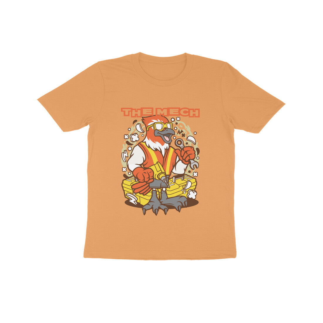 Kids' Half Sleeve Round Neck Tshirt β Orange Bird Mech puraidoprints