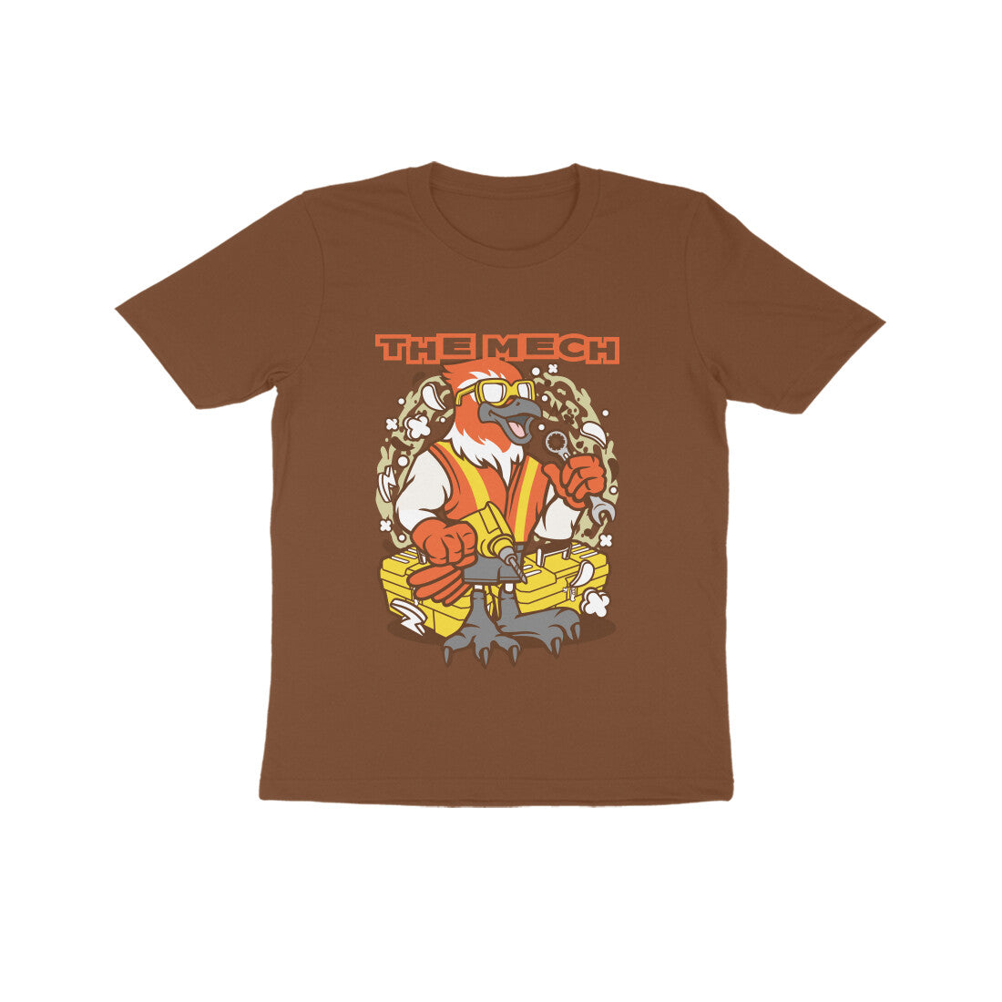Kids' Half Sleeve Round Neck Tshirt β Orange Bird Mech puraidoprints
