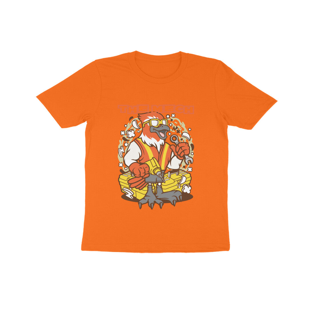 Kids' Half Sleeve Round Neck Tshirt β Orange Bird Mech puraidoprints