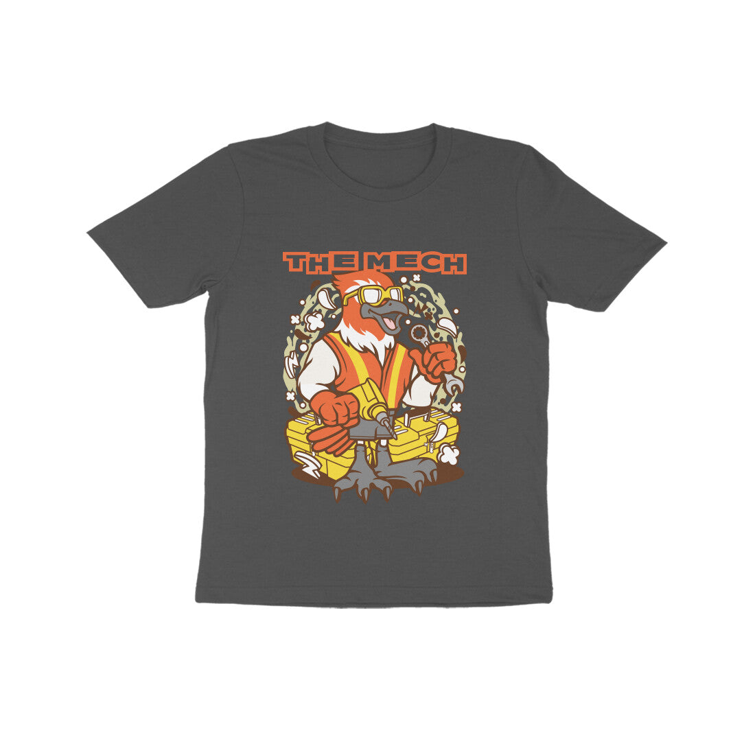 Kids' Half Sleeve Round Neck Tshirt β Orange Bird Mech puraidoprints