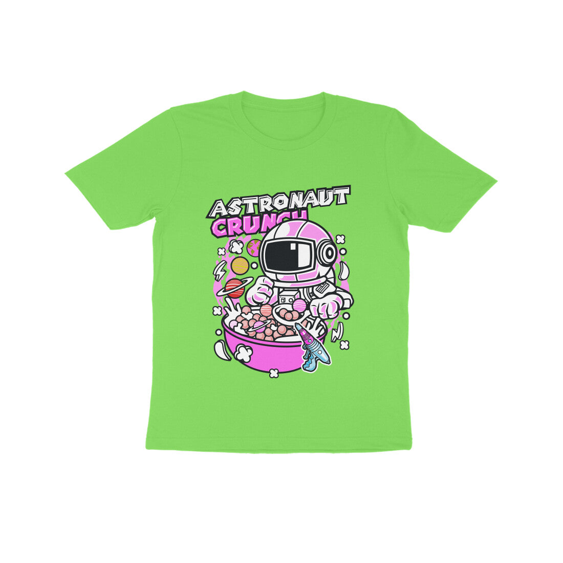 Kids' Half Sleeve Round Neck Tshirt β Pink Astronaut Crunch puraidoprints