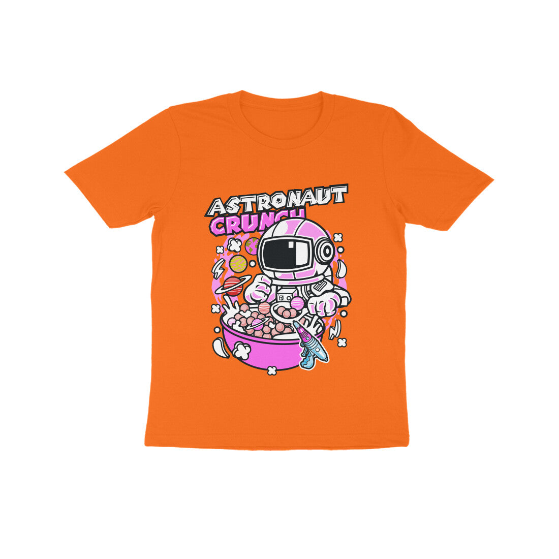Kids' Half Sleeve Round Neck Tshirt β Pink Astronaut Crunch puraidoprints