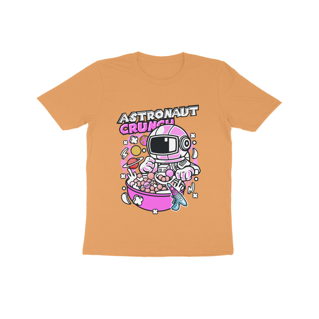 Kids' Half Sleeve Round Neck Tshirt β Pink Astronaut Crunch puraidoprints