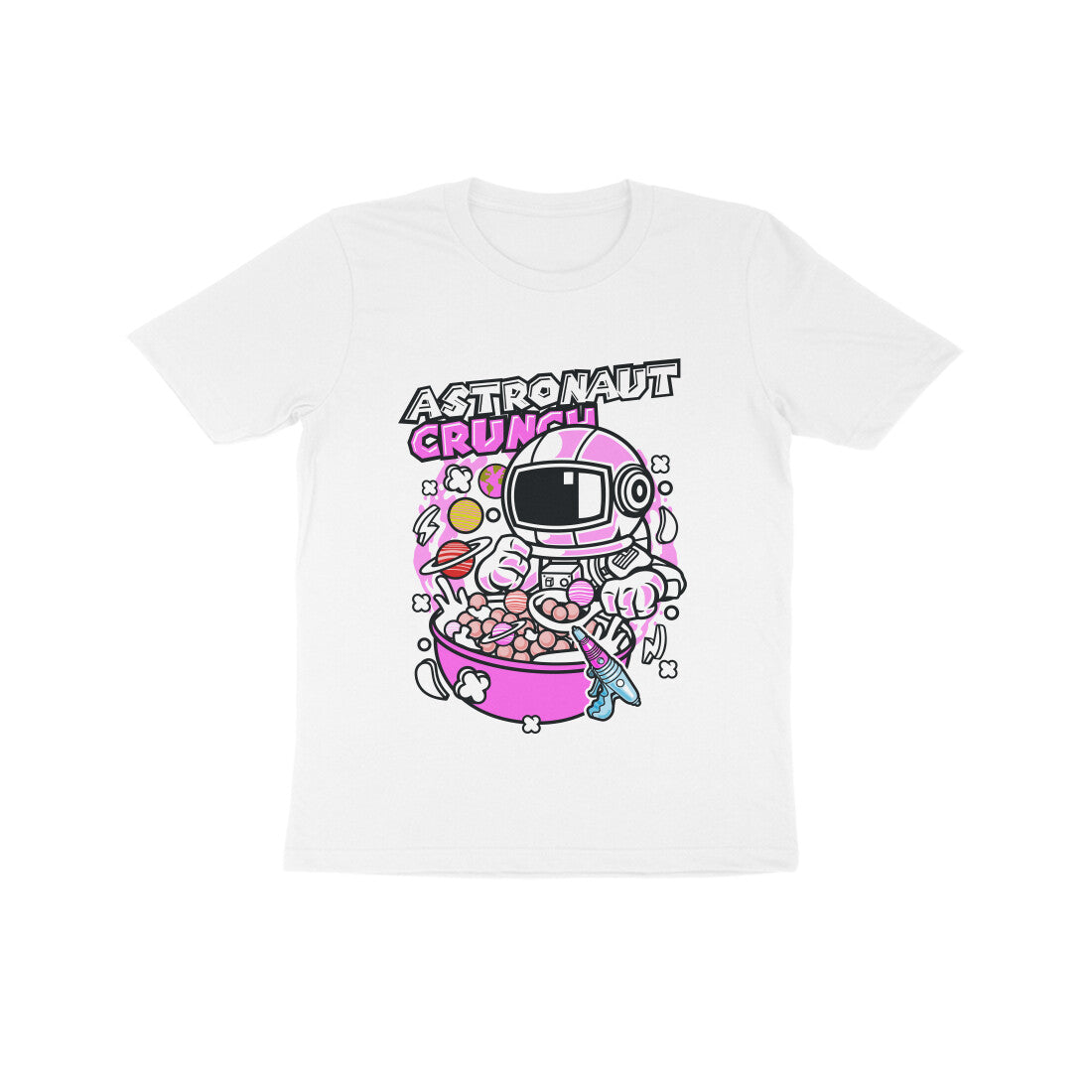 Kids' Half Sleeve Round Neck Tshirt β Pink Astronaut Crunch puraidoprints