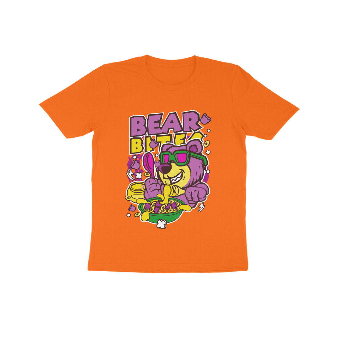 Kids' Half Sleeve Round Neck Tshirt β Pink Bear Biter puraidoprints