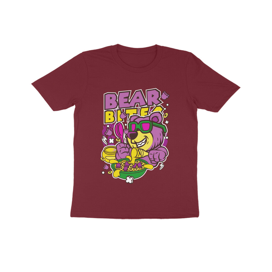 Kids' Half Sleeve Round Neck Tshirt β Pink Bear Biter puraidoprints