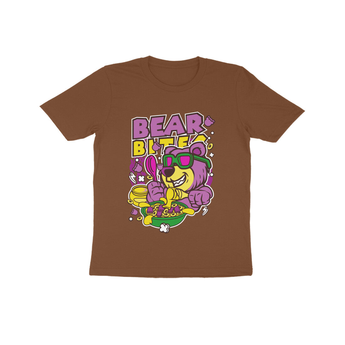Kids' Half Sleeve Round Neck Tshirt β Pink Bear Biter puraidoprints
