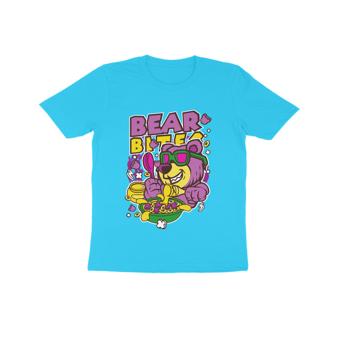 Kids' Half Sleeve Round Neck Tshirt β Pink Bear Biter puraidoprints