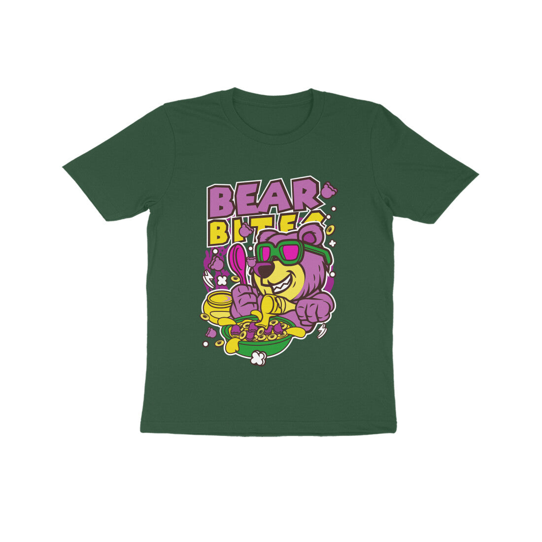 Kids' Half Sleeve Round Neck Tshirt β Pink Bear Biter puraidoprints