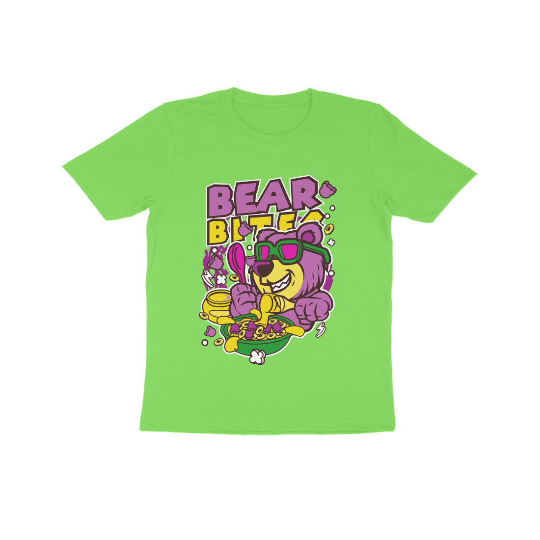 Kids' Half Sleeve Round Neck Tshirt β Pink Bear Biter puraidoprints