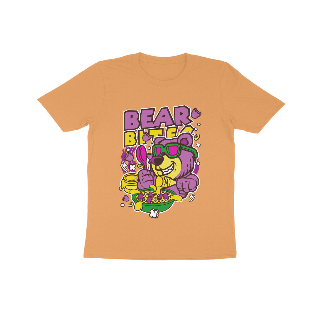 Kids' Half Sleeve Round Neck Tshirt β Pink Bear Biter puraidoprints