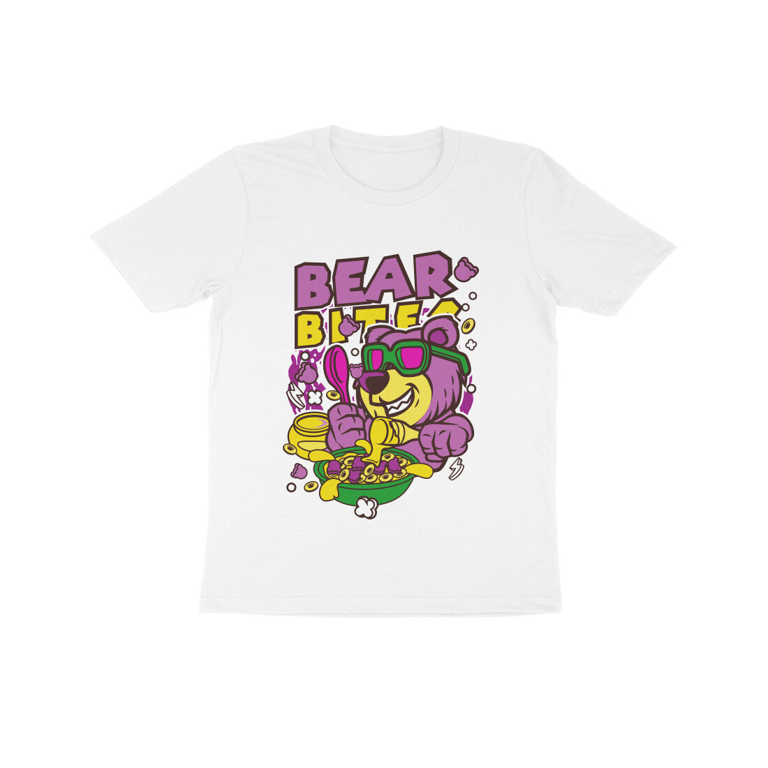 Kids' Half Sleeve Round Neck Tshirt β Pink Bear Biter puraidoprints