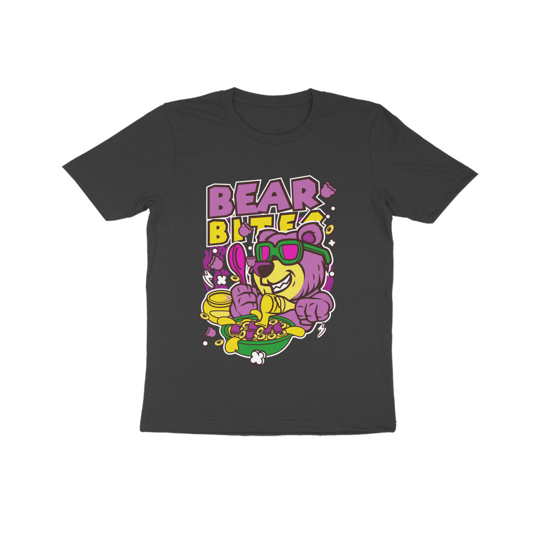 Kids' Half Sleeve Round Neck Tshirt β Pink Bear Biter puraidoprints