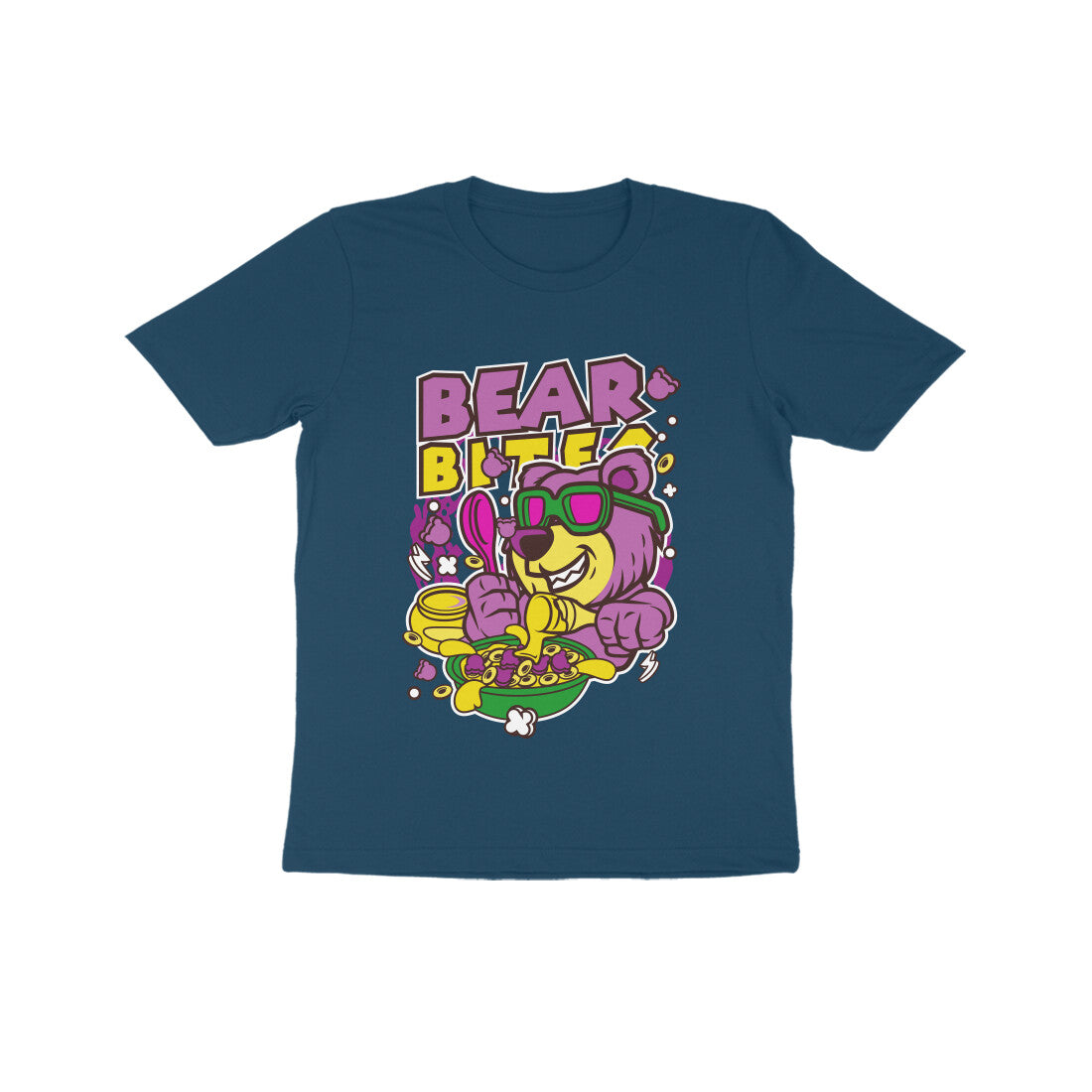 Kids' Half Sleeve Round Neck Tshirt β Pink Bear Biter puraidoprints