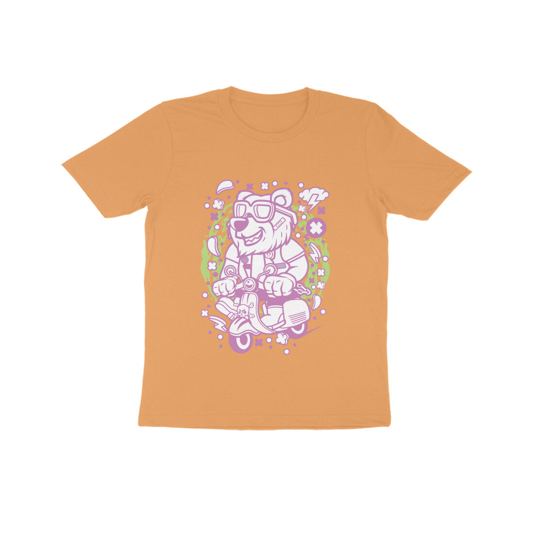 Kids' Half Sleeve Round Neck Tshirt β Pink Bear Scooterist puraidoprints