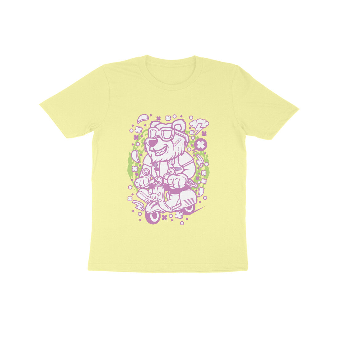 Kids' Half Sleeve Round Neck Tshirt β Pink Bear Scooterist puraidoprints