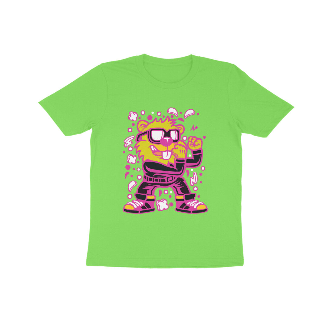 Kids' Half Sleeve Round Neck Tshirt β Pink Beaver Fighter puraidoprints