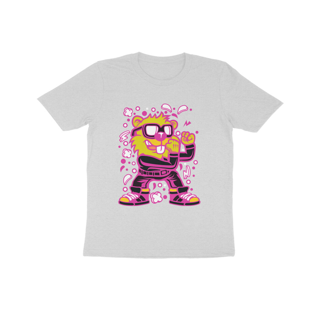 Kids' Half Sleeve Round Neck Tshirt β Pink Beaver Fighter puraidoprints