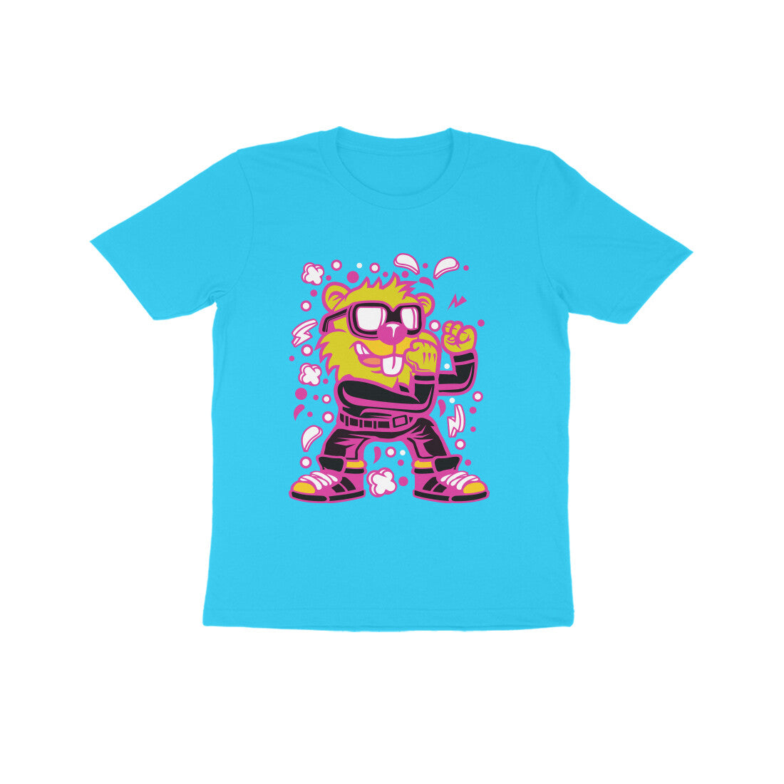 Kids' Half Sleeve Round Neck Tshirt β Pink Beaver Fighter puraidoprints