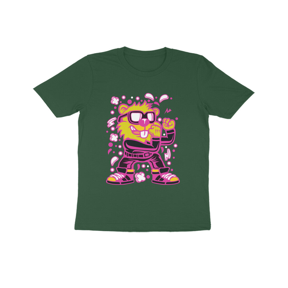Kids' Half Sleeve Round Neck Tshirt β Pink Beaver Fighter puraidoprints