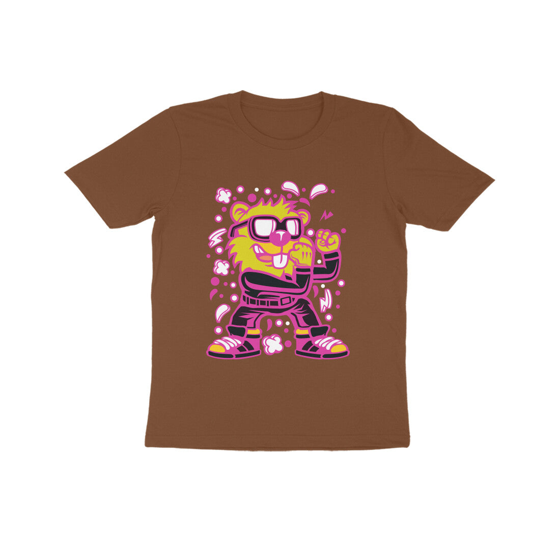 Kids' Half Sleeve Round Neck Tshirt β Pink Beaver Fighter puraidoprints