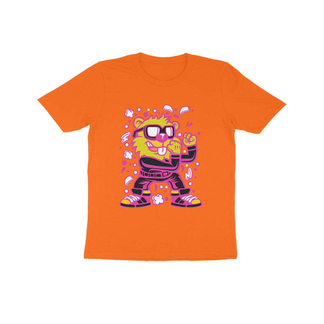 Kids' Half Sleeve Round Neck Tshirt β Pink Beaver Fighter puraidoprints