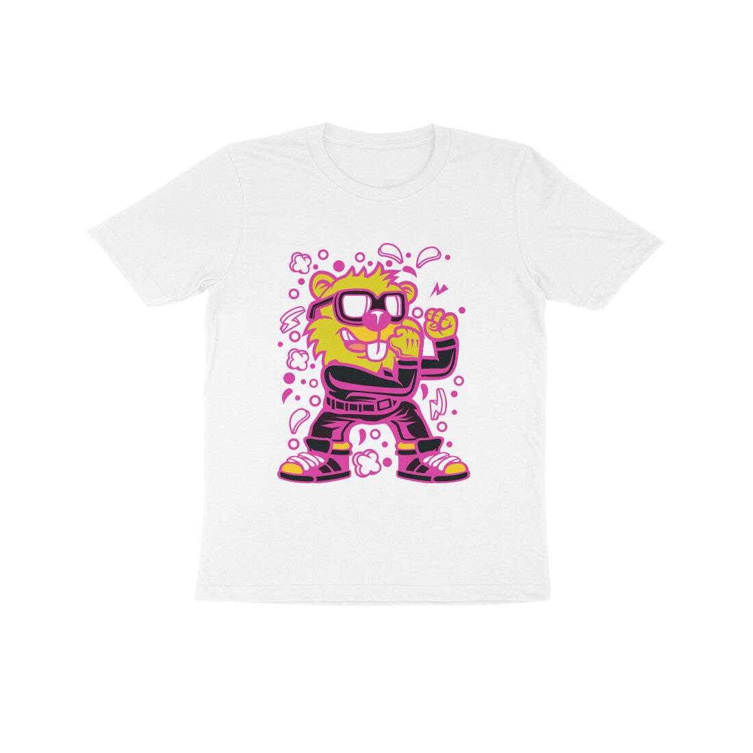 Kids' Half Sleeve Round Neck Tshirt β Pink Beaver Fighter puraidoprints