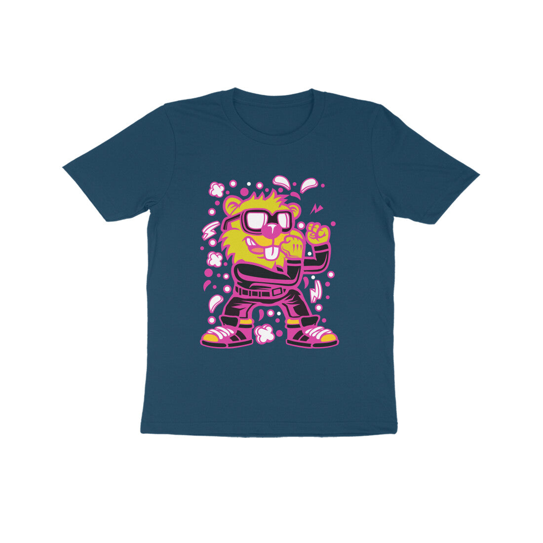 Kids' Half Sleeve Round Neck Tshirt β Pink Beaver Fighter puraidoprints