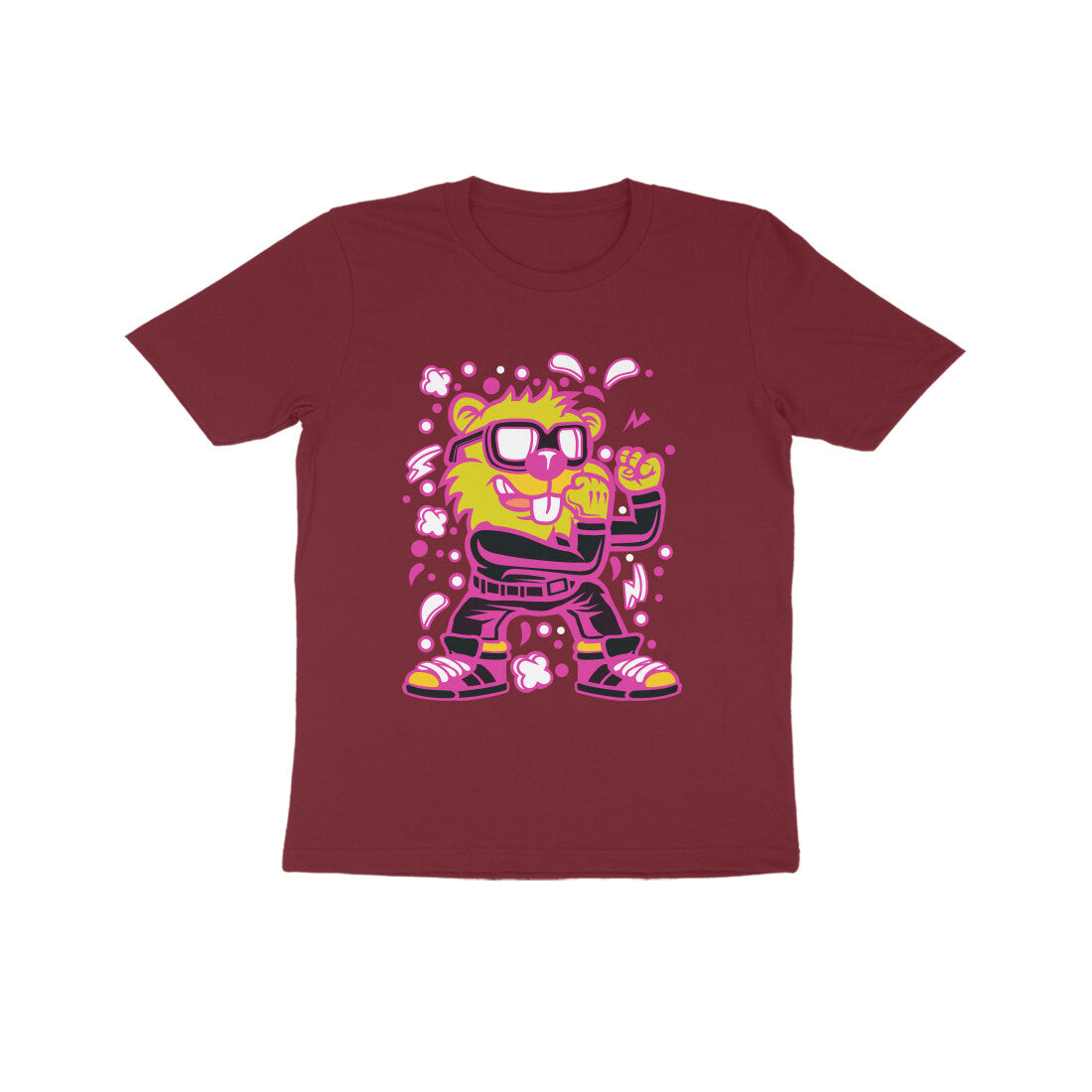 Kids' Half Sleeve Round Neck Tshirt β Pink Beaver Fighter puraidoprints