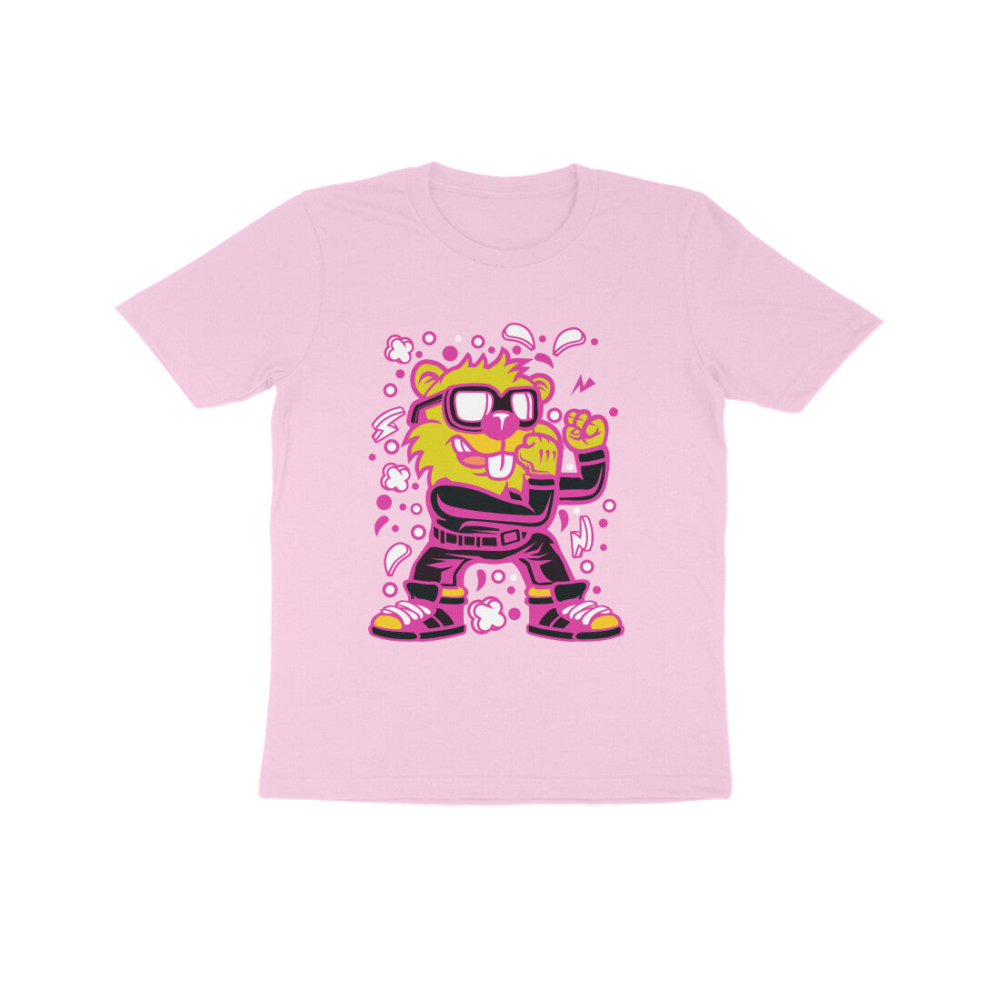 Kids' Half Sleeve Round Neck Tshirt β Pink Beaver Fighter puraidoprints