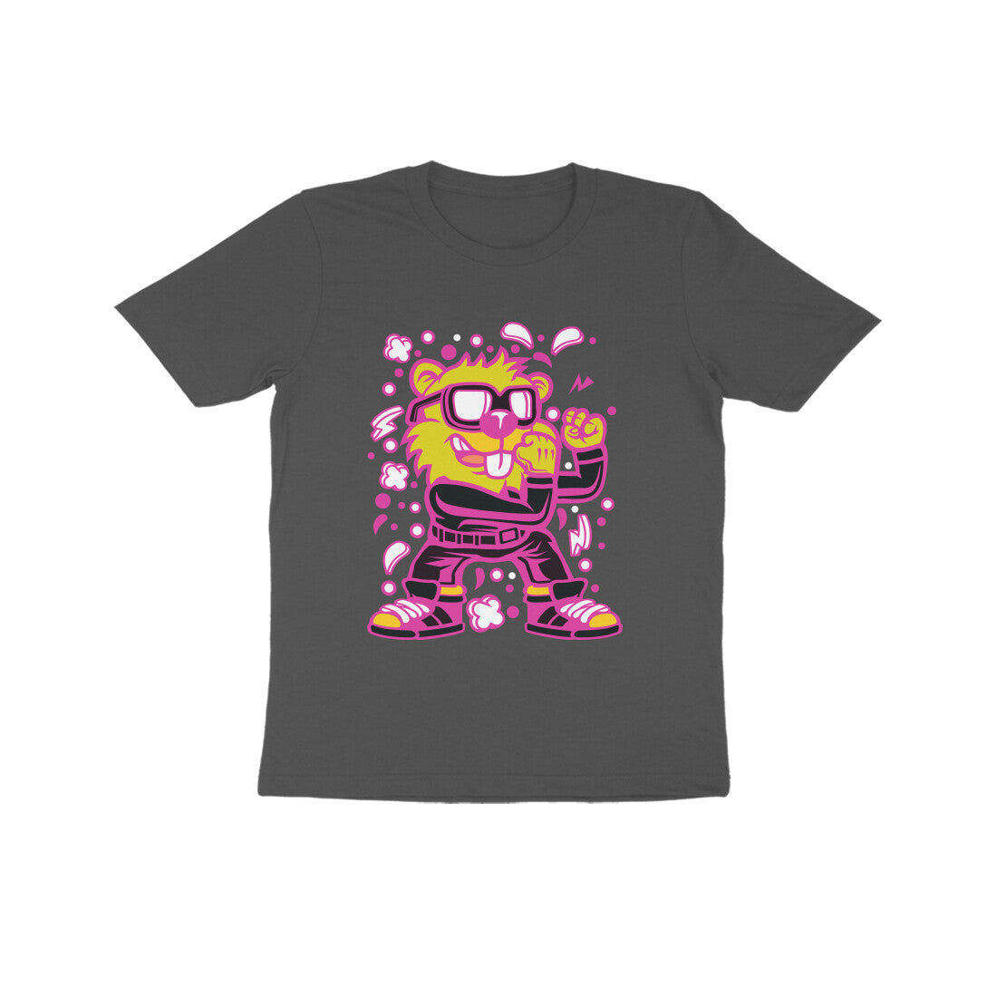 Kids' Half Sleeve Round Neck Tshirt β Pink Beaver Fighter puraidoprints