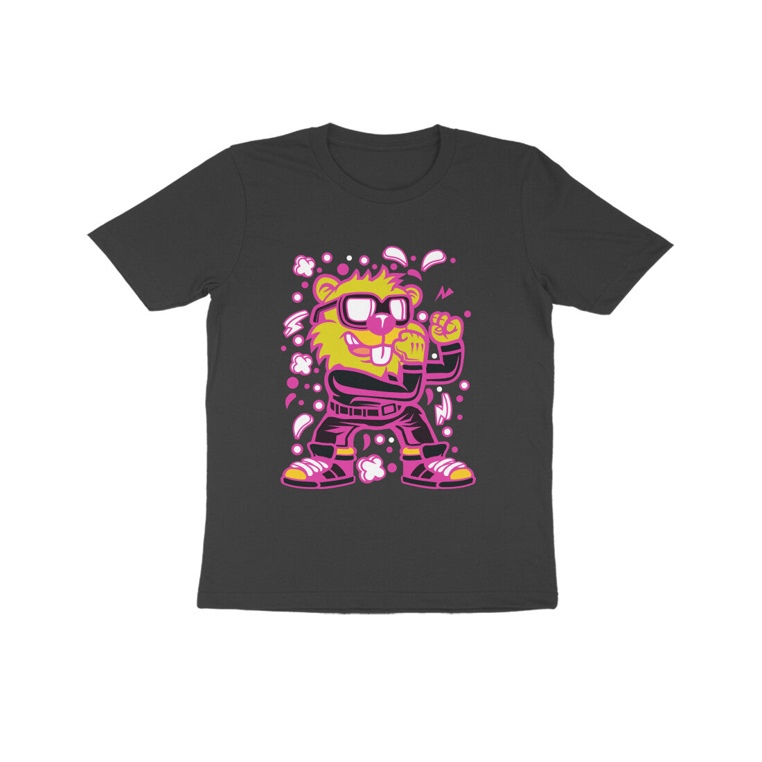 Kids' Half Sleeve Round Neck Tshirt β Pink Beaver Fighter puraidoprints