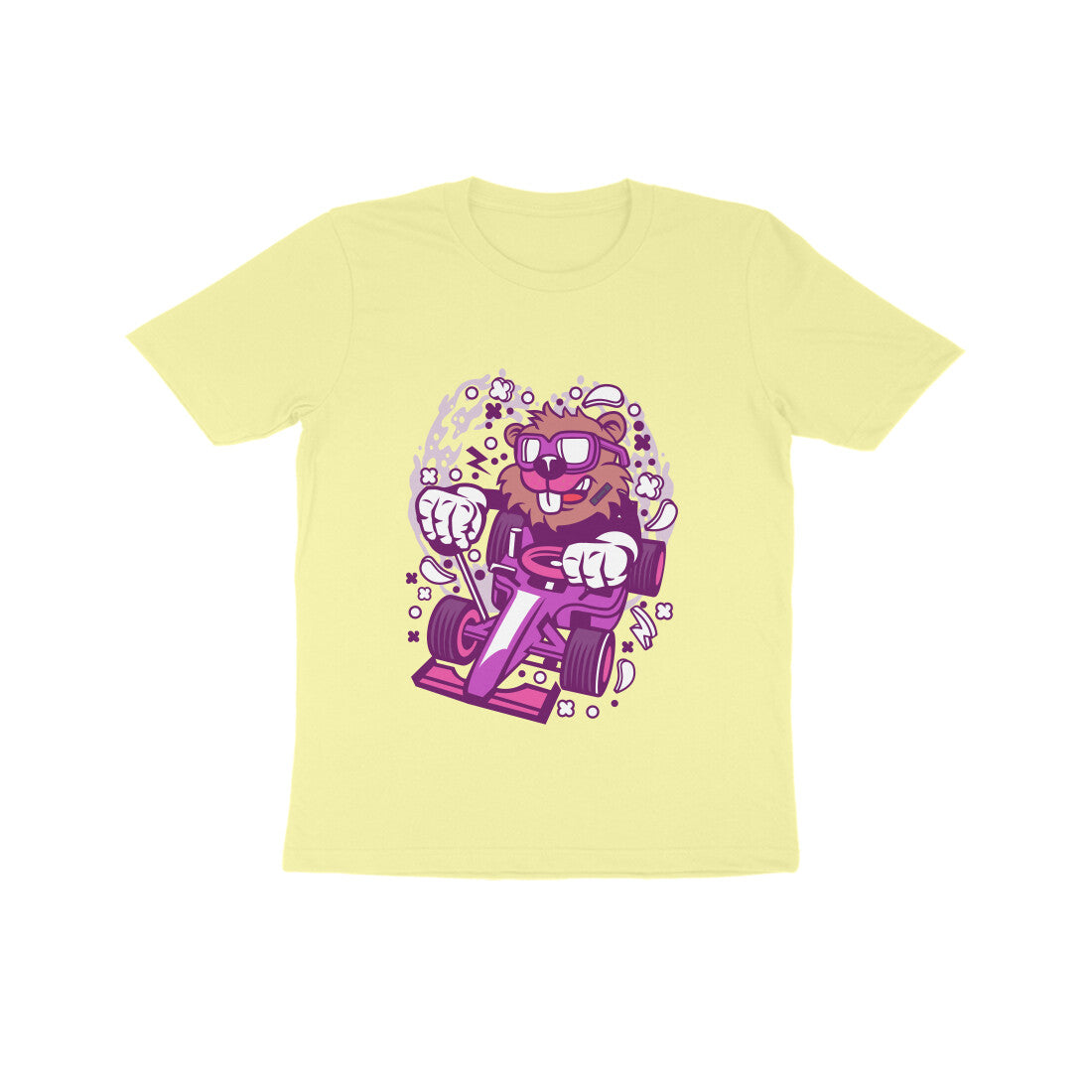 Kids' Half Sleeve Round Neck Tshirt β Pink Racer Beaver puraidoprints