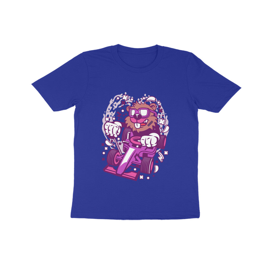 Kids' Half Sleeve Round Neck Tshirt β Pink Racer Beaver puraidoprints