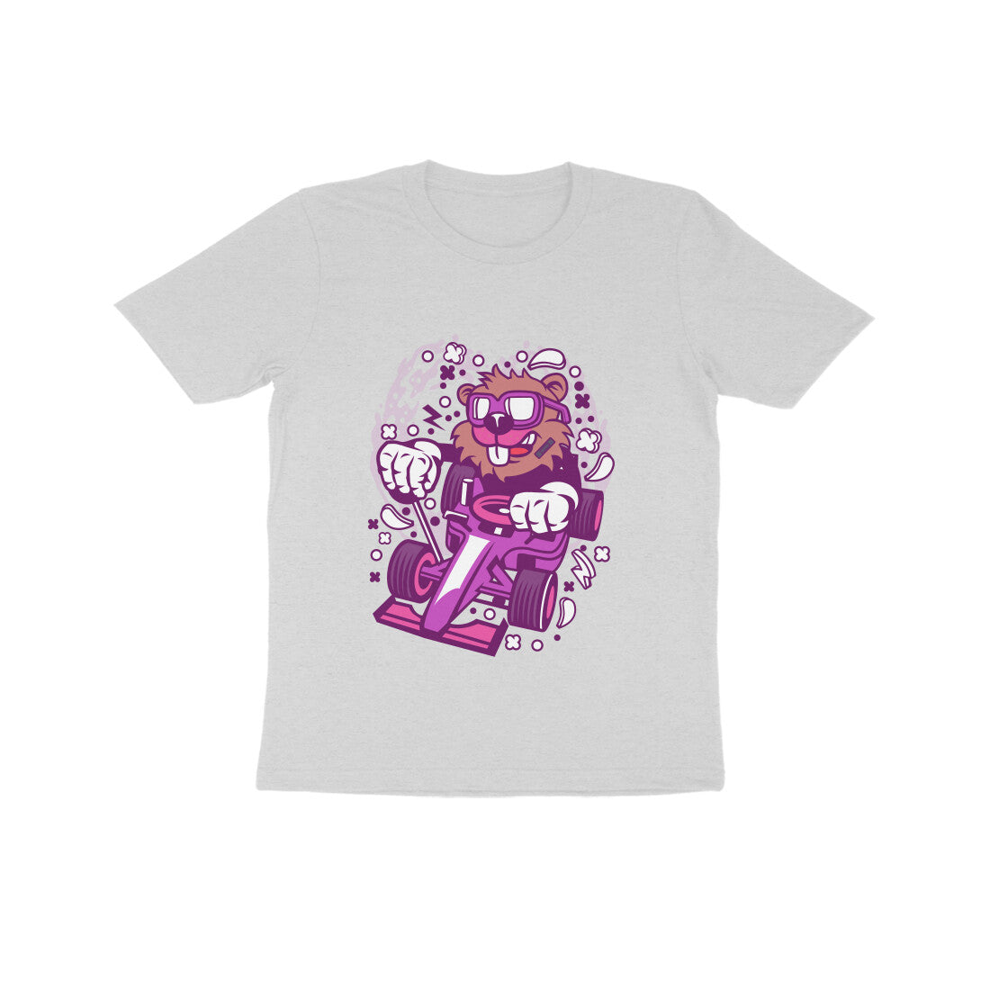 Kids' Half Sleeve Round Neck Tshirt β Pink Racer Beaver puraidoprints