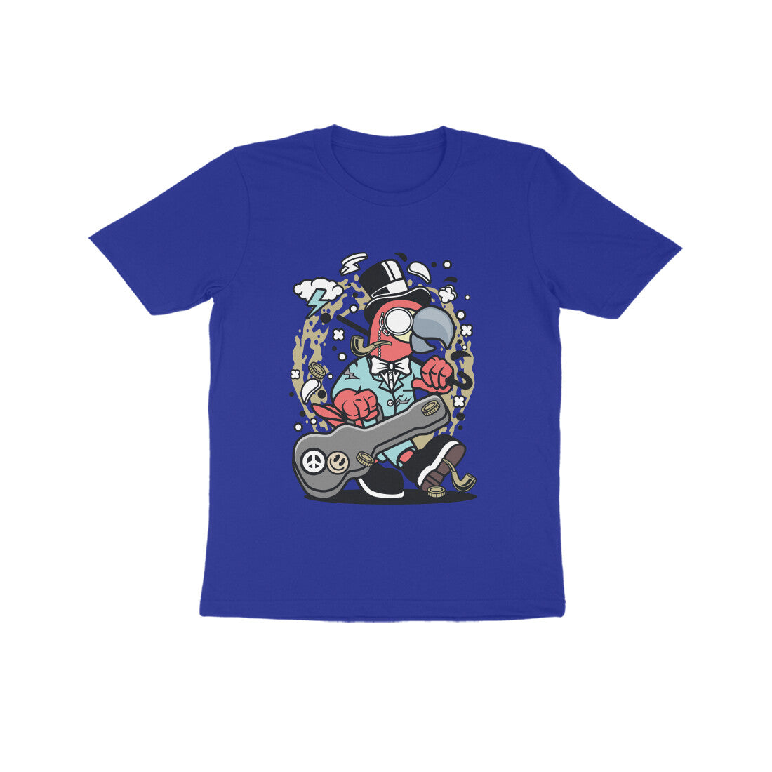 Kids' Half Sleeve Round Neck Tshirt β Red Bird Musician puraidoprints