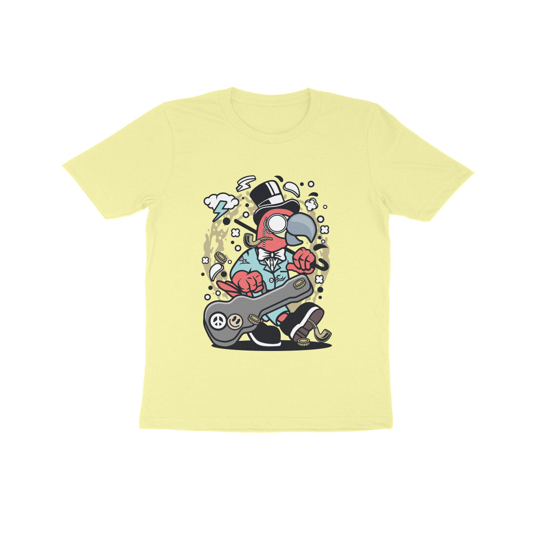 Kids' Half Sleeve Round Neck Tshirt β Red Bird Musician puraidoprints