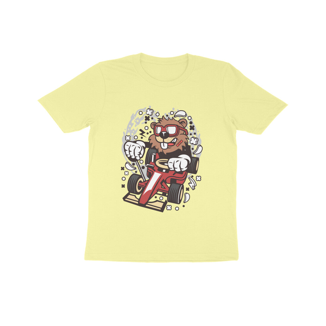 Kids' Half Sleeve Round Neck Tshirt β Red Racer Beaver puraidoprints