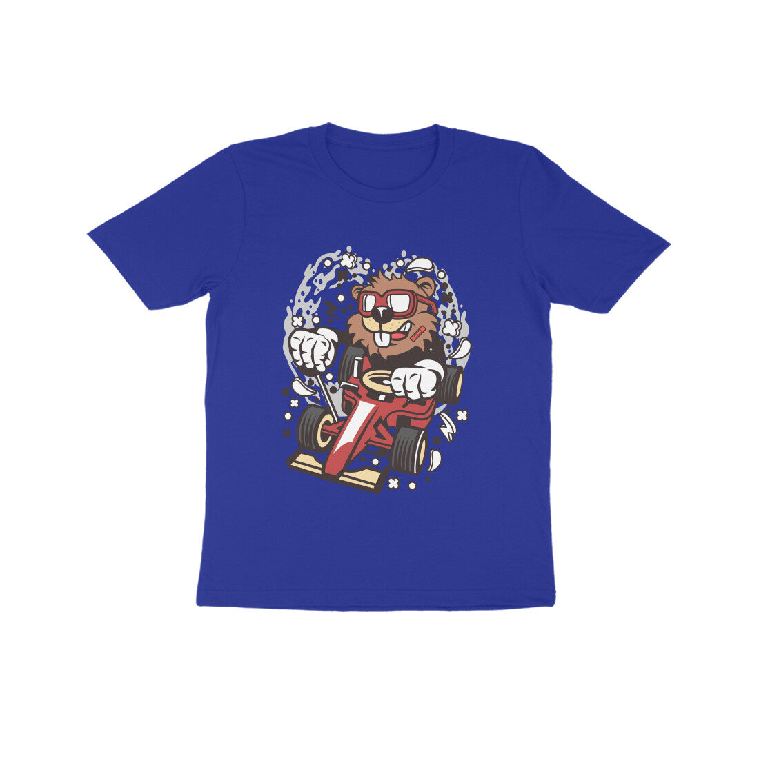 Kids' Half Sleeve Round Neck Tshirt β Red Racer Beaver puraidoprints