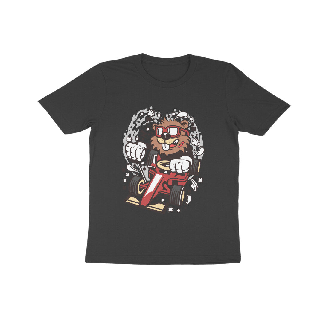 Kids' Half Sleeve Round Neck Tshirt β Red Racer Beaver puraidoprints