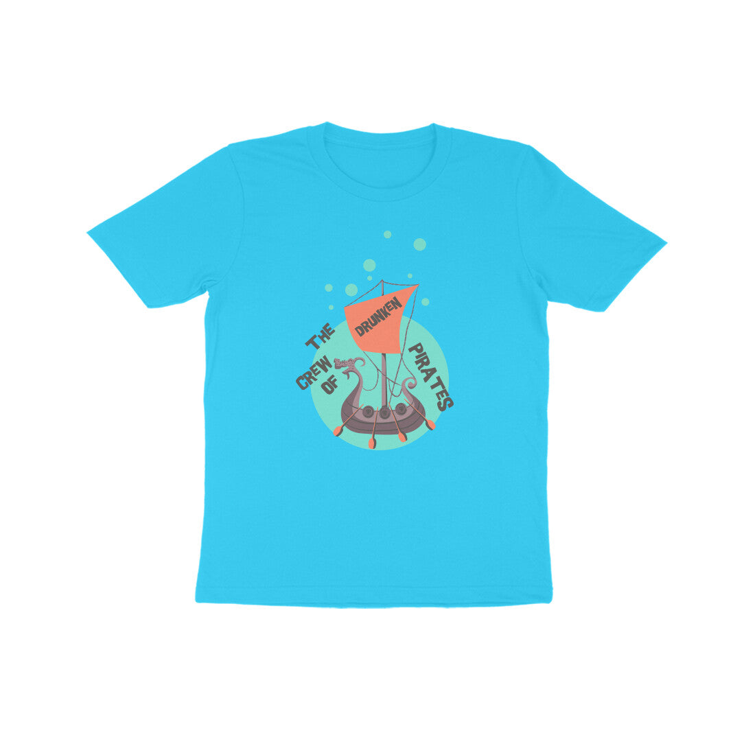 Kids' Half Sleeve Round Neck Tshirt β The crew of Drunken Pirates 1 puraidoprints