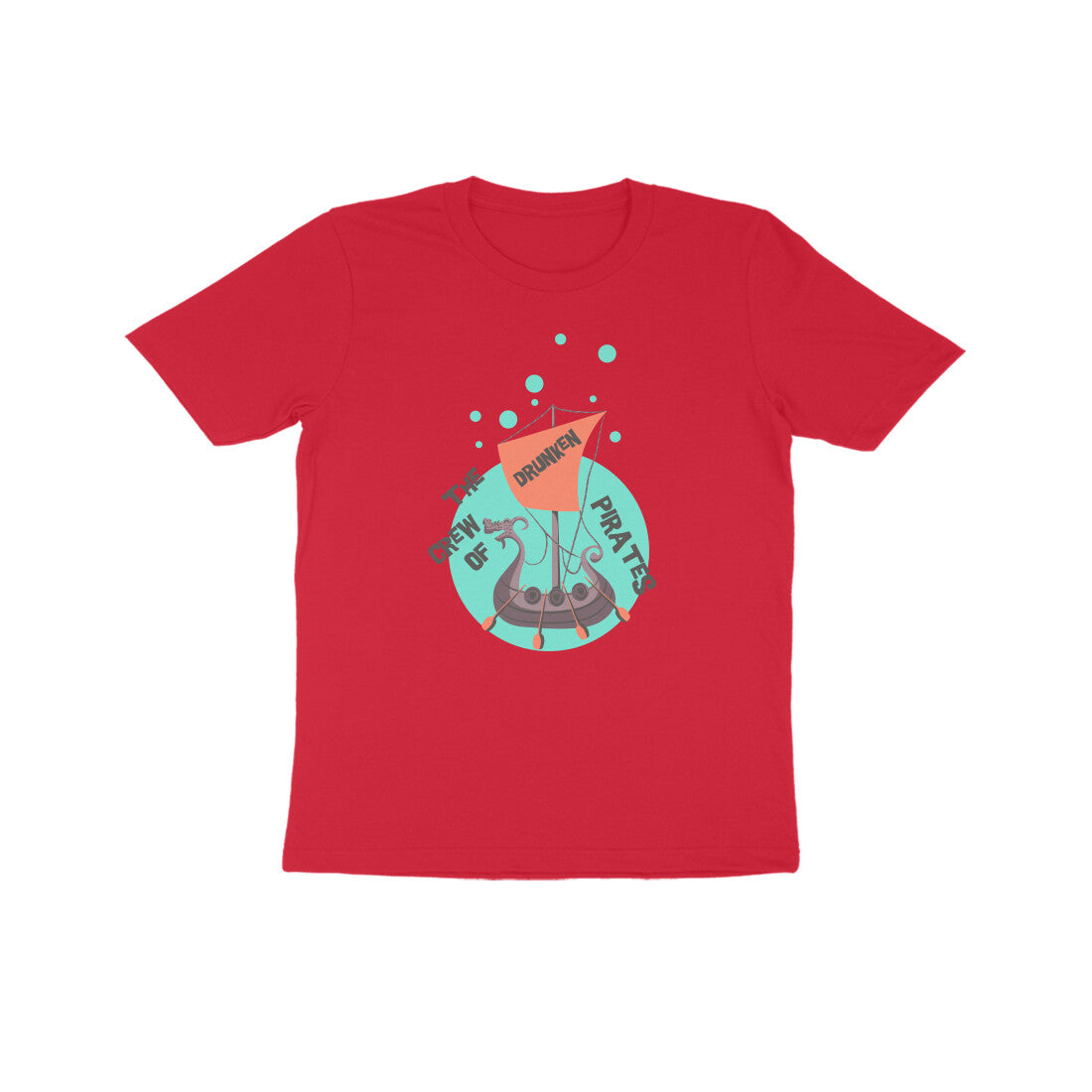 Kids' Half Sleeve Round Neck Tshirt β The crew of Drunken Pirates 1 puraidoprints