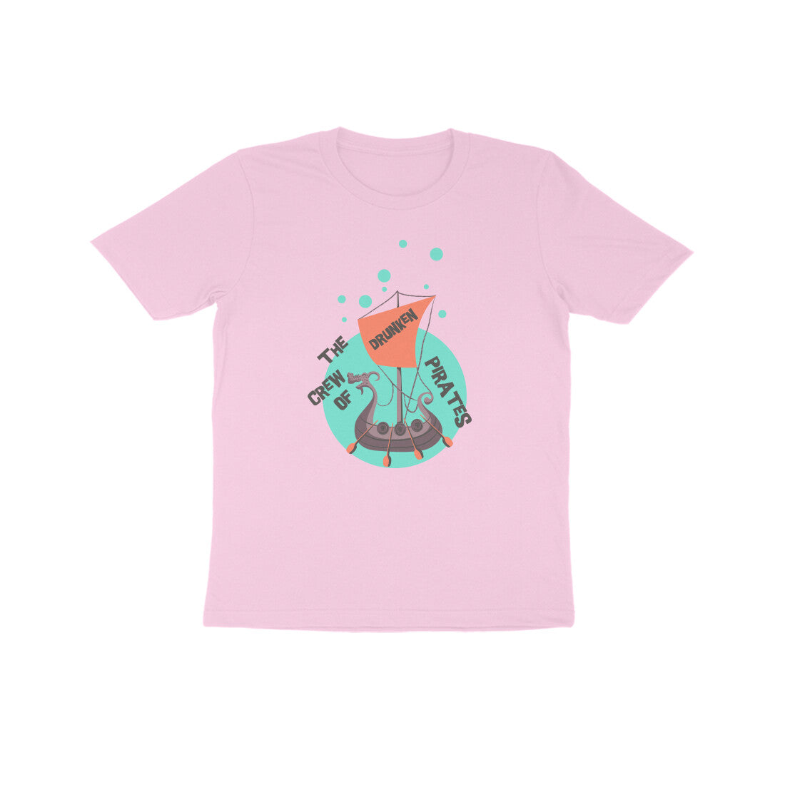 Kids' Half Sleeve Round Neck Tshirt β The crew of Drunken Pirates 1 puraidoprints