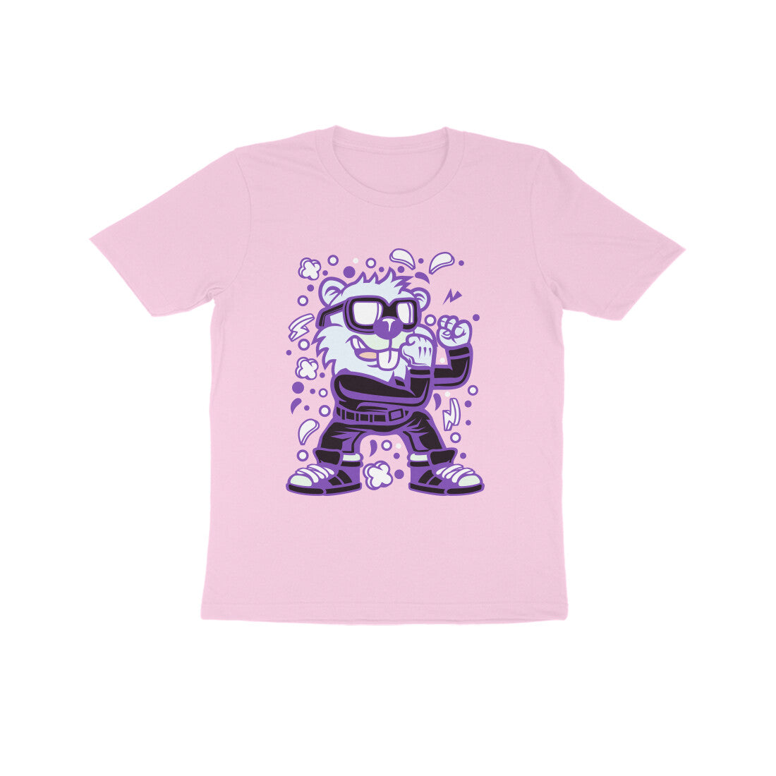 Kids' Half Sleeve Round Neck Tshirt β Violet Beaver Fighter puraidoprints